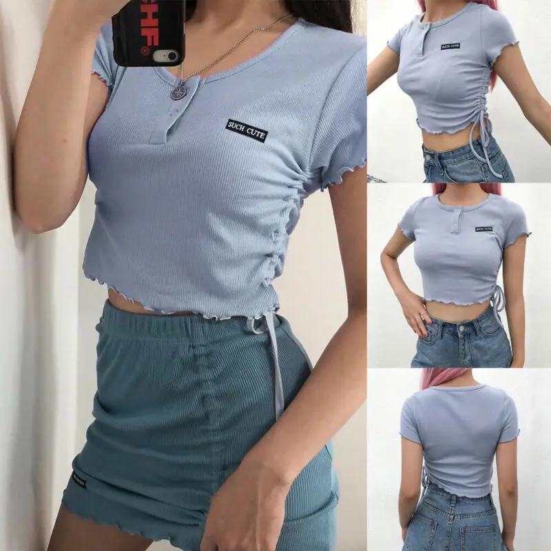 2020 New Sexy Women No Bra Club Letter Short Sleeve Crop Tops Elastic T-Shirt Summer Tee
2020 New Sexy Women No Bra Club Letter Short Sleeve Crop Tops Elastic T-Shirt Summer Tee