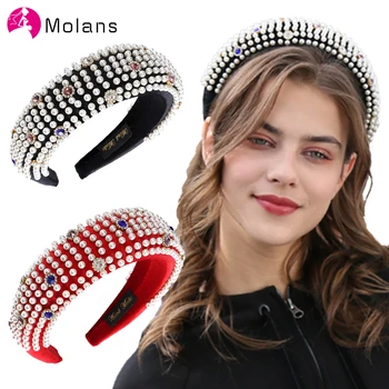 MOLANS Padded Sponge Pearl Velvet Headband Pearls Embellished Colors Rhinestones Headbands 4.5cm Wide Bridal Wedding Headpiece
MOLANS Padded Sponge Pearl Velvet Headband Pearls Embellished Colors Rhinestones Headbands 4.5cm Wide Bridal Wedding Headpiece