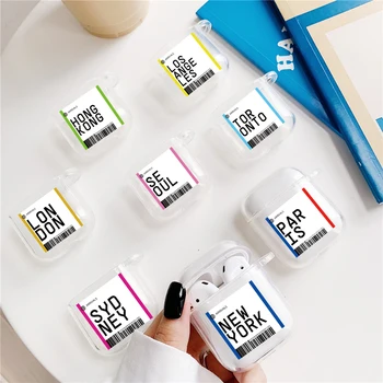 Hot City Label Bar code Bluetooth Headset case for Airpods 2 1 letter Air tickets Earphone Clear Soft TPU Cover coque
Hot City Label Bar code Bluetooth Headset case for Airpods 2 1 letter Air tickets Earphone Clear Soft TPU Cover coque