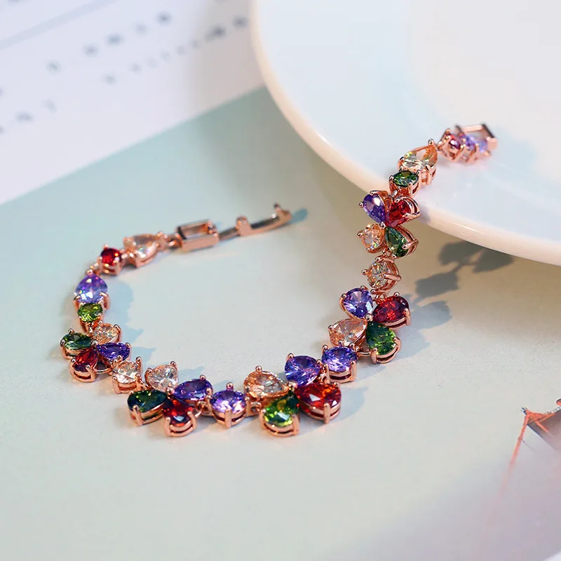 Europe And America New Style Small Flower Zircon Bracelet Colorful Zircon Real Gold Electroplated Fashion Luxury Full of Crystal
Europe And America New Style Small Flower Zircon Bracelet Colorful Zircon Real Gold Electroplated Fashion Luxury Full of Crystal