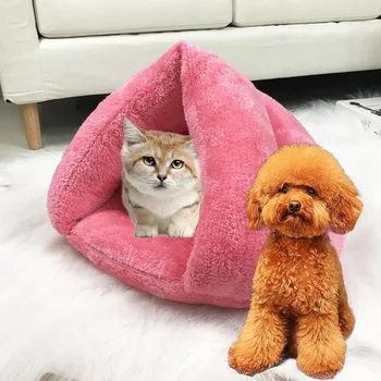 

Fice Triangle Pet Nest Bed Warm in Winter Floor Mat Slipper Kitten Cat's Nest Multicolor Sleeping bag Kennel Calming Soft