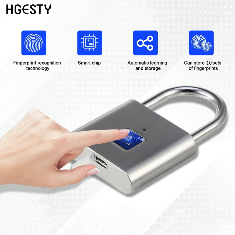 Stainless Steel Smart Fingerprint Door Lock USB Rechargeable Door Padlocks Thumbprint Quick Door Unlock Keyless for Bag Suitcase
Stainless Steel Smart Fingerprint Door Lock USB Rechargeable Door Padlocks Thumbprint Quick Door Unlock Keyless for Bag Suitcase