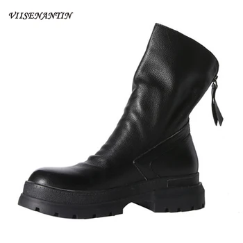 Handsome British Style Back Zipper Ankle Boots Round Toe Thick Bottom Thick Heel Middle Tube Casual All-match Women Short Boots
Handsome British Style Back Zipper Ankle Boots Round Toe Thick Bottom Thick Heel Middle Tube Casual All-match Women Short Boots