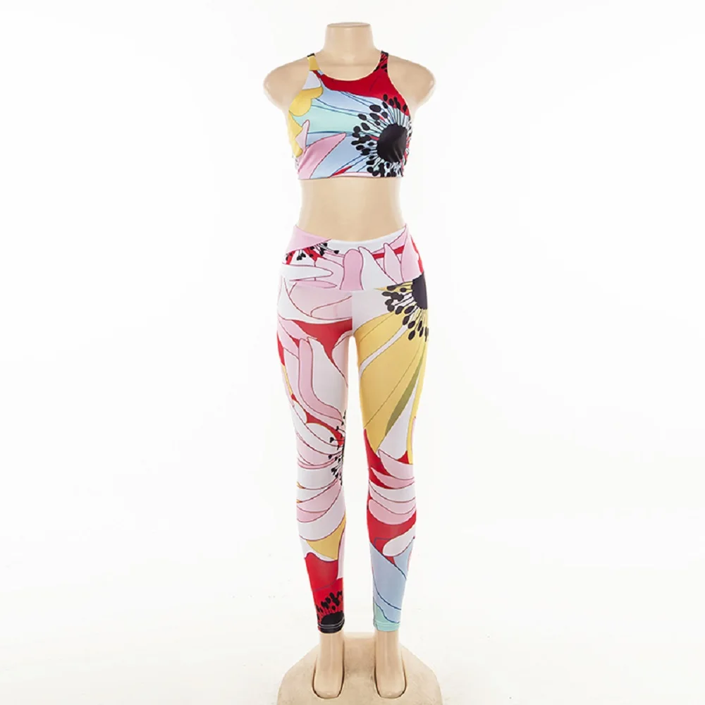 Women's Sexy Backless Printed Sports Yoga Sets