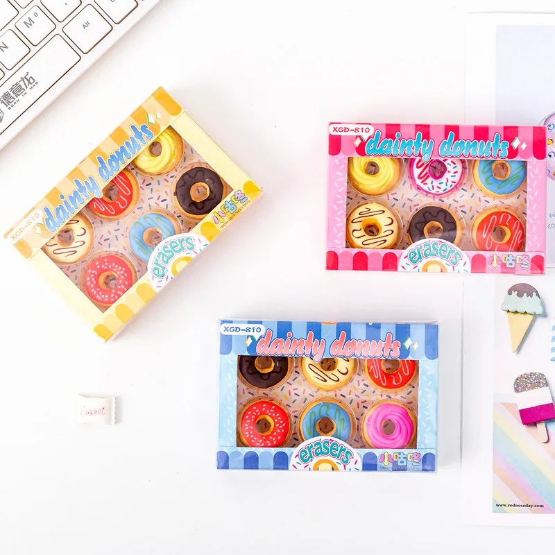 6 pcs/pack Candy Doughnuts Eraser Rubber Eraser Primary Student Prizes Promotional Gift Stationery
6 pcs/pack Candy Doughnuts Eraser Rubber Eraser Primary Student Prizes Promotional Gift Stationery