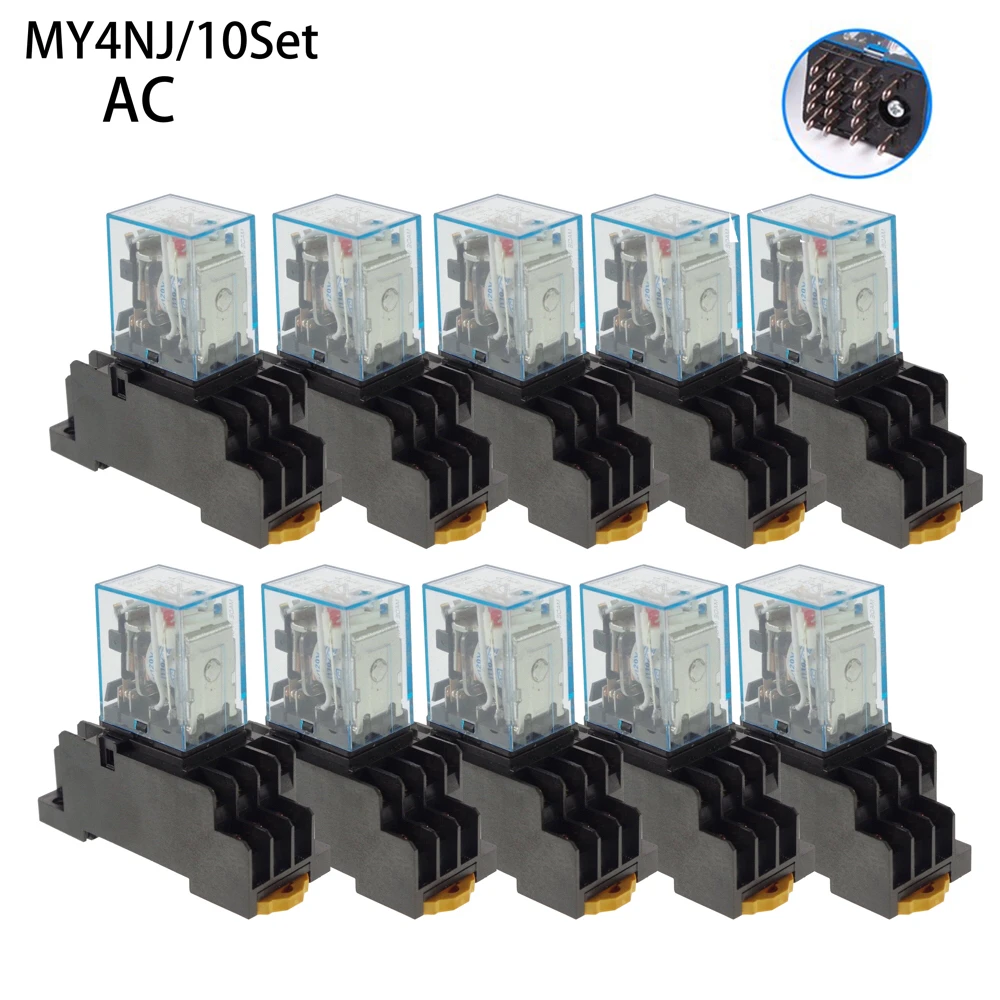 10PCS MY4NJ AC12V 24V 36V 48V 110V 220V 380V Coil 5A 4NO 4NC Power Relay DIN Rail 14 Pin time relay with socket base
10PCS MY4NJ AC12V 24V 36V 48V 110V 220V 380V Coil 5A 4NO 4NC Power Relay DIN Rail 14 Pin time relay with socket base