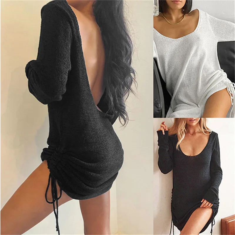 Women Elegant Star Knit Drawstring Ruched Dress Autumn Sexy Square Collar Backless Party Dress Ladies Long Sleeve Mini Dresses
Women Elegant Star Knit Drawstring Ruched Dress Autumn Sexy Square Collar Backless Party Dress Ladies Long Sleeve Mini Dresses