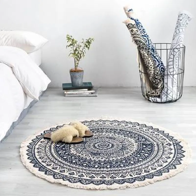 Round ethnic style geometric pattern cotton and linen mat retro plain tapestry handmade rug study bedroom sofa cushion rug
Round ethnic style geometric pattern cotton and linen mat retro plain tapestry handmade rug study bedroom sofa cushion rug
