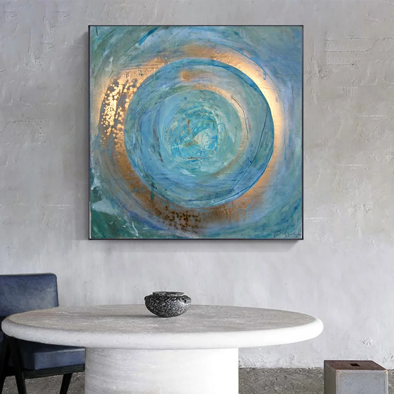 Golden Circles Modern Contemporary Abstract Oil Painting On Blue Canvas Wall Art Pictures For Living Room Home Decor Poster
Golden Circles Modern Contemporary Abstract Oil Painting On Blue Canvas Wall Art Pictures For Living Room Home Decor Poster