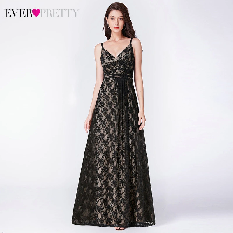 Elegant Black Lace Prom Dresses Ever Pretty Deep V-Neck Spaghetti Straps See-Through Evening Party Gowns Vestidos De Gala 2019
Elegant Black Lace Prom Dresses Ever Pretty Deep V-Neck Spaghetti Straps See-Through Evening Party Gowns Vestidos De Gala 2019
