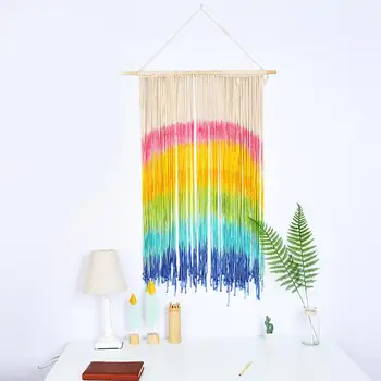 Macrame Wall Hanging Rainbow Colorful Boho Decor Woven Cotton Tapestry Wall Art Home Decoration for Bedroom 
Macrame Wall Hanging Rainbow Colorful Boho Decor Woven Cotton Tapestry Wall Art Home Decoration for Bedroom