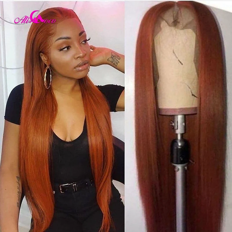Long Wigs Pre Plucked Orange Ginger Color Brazilian Remy Long Wigs Pre Plucked Orange Ginger Color Brazilian Remy