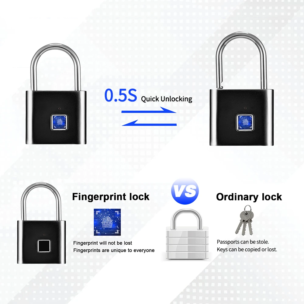 Hot Smart Fingerprint Padlock Small Size Padlock Cabinet Fingerprint Lock Dormitory Anti-theft Lock O10/10 Silvery
Hot Smart Fingerprint Padlock Small Size Padlock Cabinet Fingerprint Lock Dormitory Anti-theft Lock O10/10 Silvery