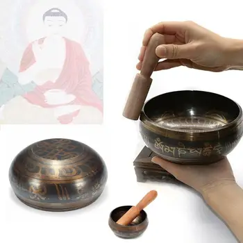 Yoga Meditation Therapy Tibetan Relaxation Heal Buddha Copper Singing Bowl Hand Hammered With Wood Stick Home Decoration
Yoga Meditation Therapy Tibetan Relaxation Heal Buddha Copper Singing Bowl Hand Hammered With Wood Stick Home Decoration