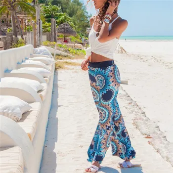 2019 Floral Casual Pants Wide Leg Long Harem Pants High Waist Trouser Loose Elastic Waist Pantalones Mujer Bohemia Beach Pants 
2019 Floral Casual Pants Wide Leg Long Harem Pants High Waist Trouser Loose Elastic Waist Pantalones Mujer Bohemia Beach Pants