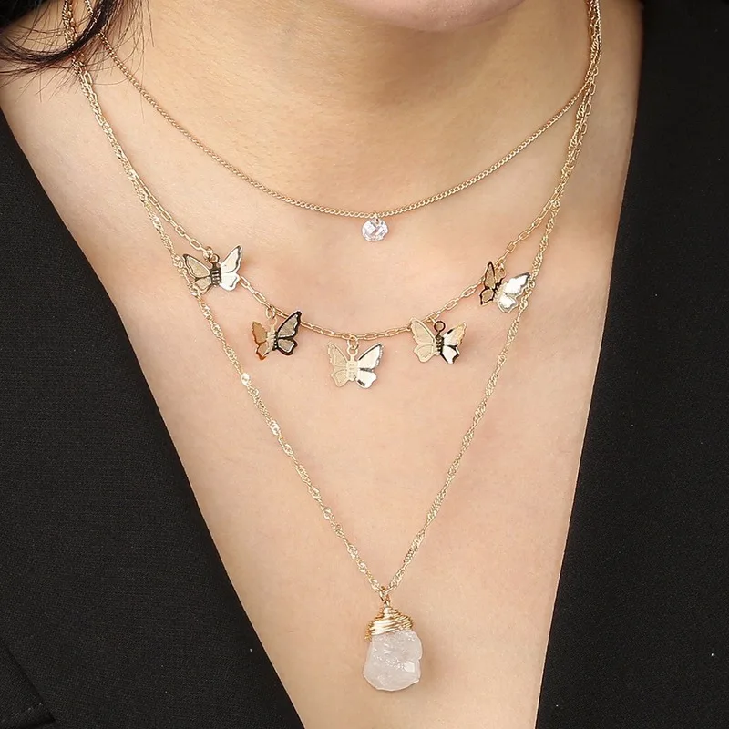 Fashion Multiple Butterfly Tassel Necklace Gold Plated Necklace Creative Retro Metal Multilayer Clavicle Chain Jewelry Choker
Fashion Multiple Butterfly Tassel Necklace Gold Plated Necklace Creative Retro Metal Multilayer Clavicle Chain Jewelry Choker