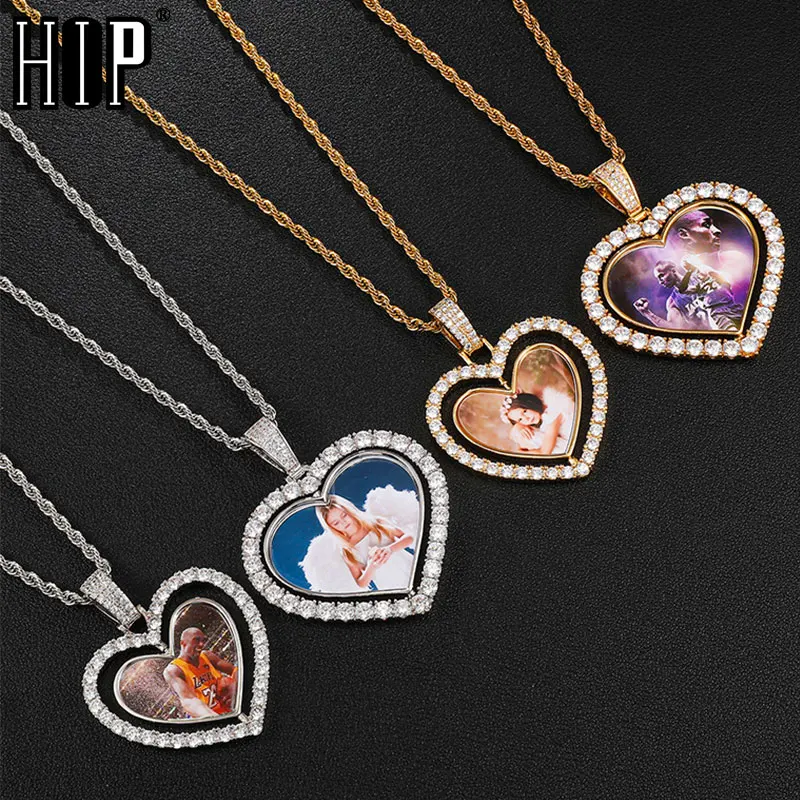 Hip Hop Custom Made Photo Heart Rotating Double-sided Iced Out Bling Cubic Zircon Necklace&Pendant For Men Jewelry Large Small
Hip Hop Custom Made Photo Heart Rotating Double-sided Iced Out Bling Cubic Zircon Necklace&Pendant For Men Jewelry Large Small