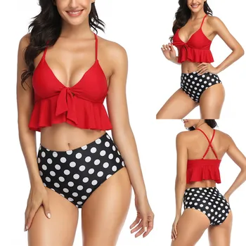 Summer Women's Print Split Swimsuit Fashion Swimwear Beachwear Bikini Brazilian Swimsuit Low Waist Biquini Halter Two Pieces Bat 
Summer Women's Print Split Swimsuit Fashion Swimwear Beachwear Bikini Brazilian Swimsuit Low Waist Biquini Halter Two Pieces Bat