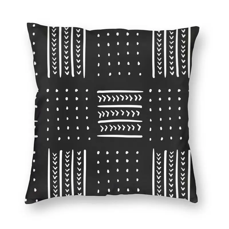 

Черно-белые наволочки из грязевой ткани для диванных подушек, домашний декор, этнический богемный Африканский квадратный чехол в стиле бохо для диванной подушки