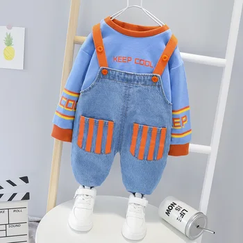 2020 Autumn Baby Boys Long Sleeve Letter T-shirt + Denim Jeans Overalls Trousers Children Kids 2Pcs Suits Girls Clothing Sets 
2020 Autumn Baby Boys Long Sleeve Letter T-shirt + Denim Jeans Overalls Trousers Children Kids 2Pcs Suits Girls Clothing Sets