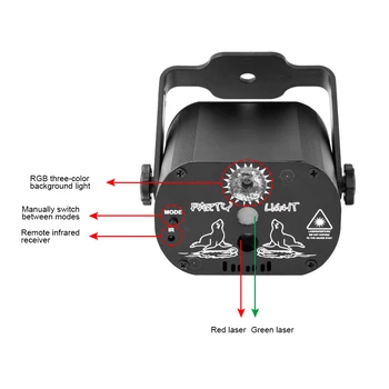 60 Patterns RGB Stage Lights Voice Control Music Led Disco Light Party Show Laser Projector Lights Effect Lamp with Controller
60 Patterns RGB Stage Lights Voice Control Music Led Disco Light Party Show Laser Projector Lights Effect Lamp with Controller
