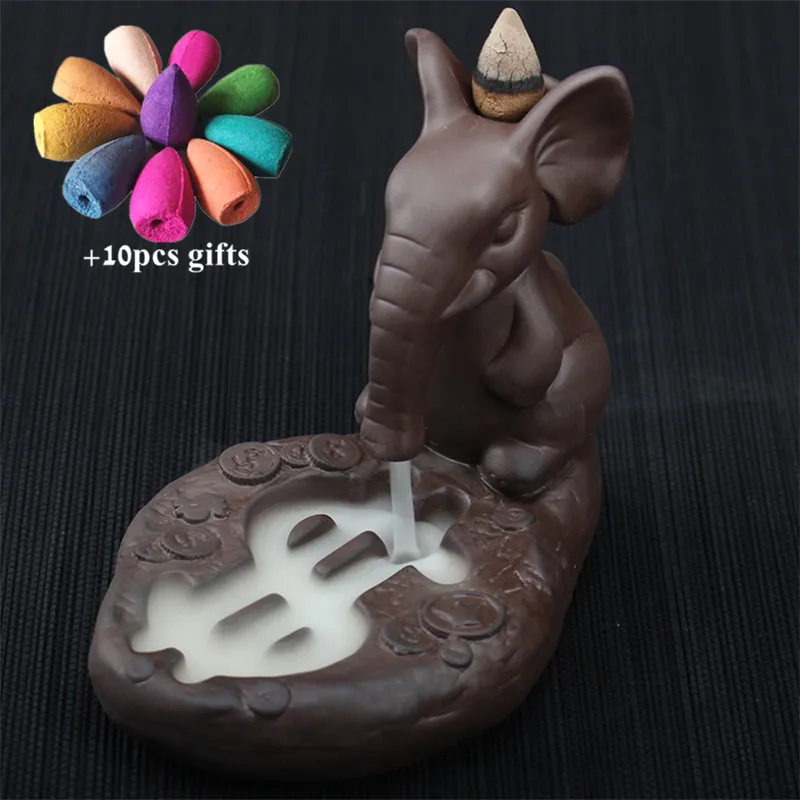 Elephant Dollar Style Smoke Backflow Incense Burner Purple Clay Aroma Waterfall Censer Home Office Decor +10pcs Incense Cones
Elephant Dollar Style Smoke Backflow Incense Burner Purple Clay Aroma Waterfall Censer Home Office Decor +10pcs Incense Cones