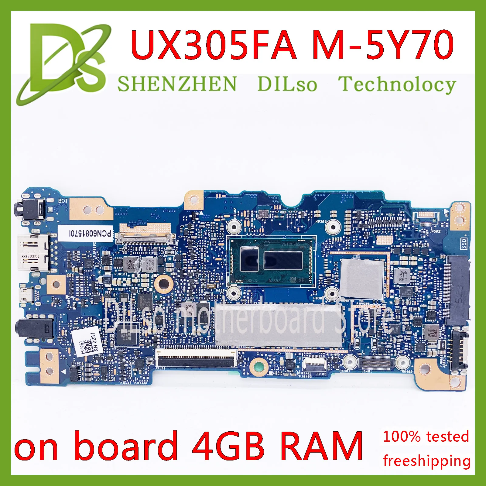 KEFU UX305FA материнская плата для ASUS UX305 UX305F ноутбука Оригинальный ноутбук 4G MOMERY 5Y7 0 CPU