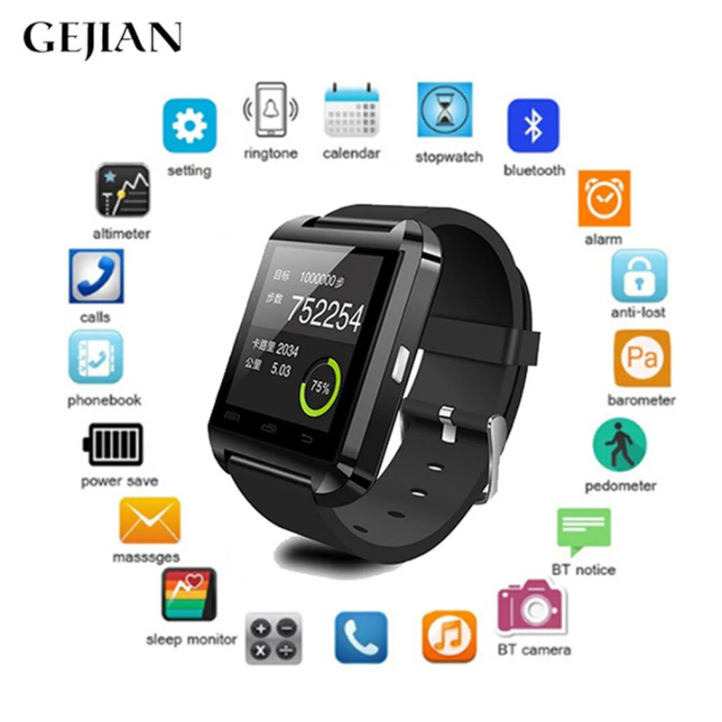 GEJIAN New Smart Watch U8 Bluetooth Waterproof Digital Sport Pedometer Intelligent For Apple IOS Android Phone Men Women Watch
GEJIAN New Smart Watch U8 Bluetooth Waterproof Digital Sport Pedometer Intelligent For Apple IOS Android Phone Men Women Watch