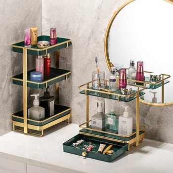 European style light luxury cosmetics storage rack simple and multifunctional rectangular storage rack with drawer in bathroom
European style light luxury cosmetics storage rack simple and multifunctional rectangular storage rack with drawer in bathroom