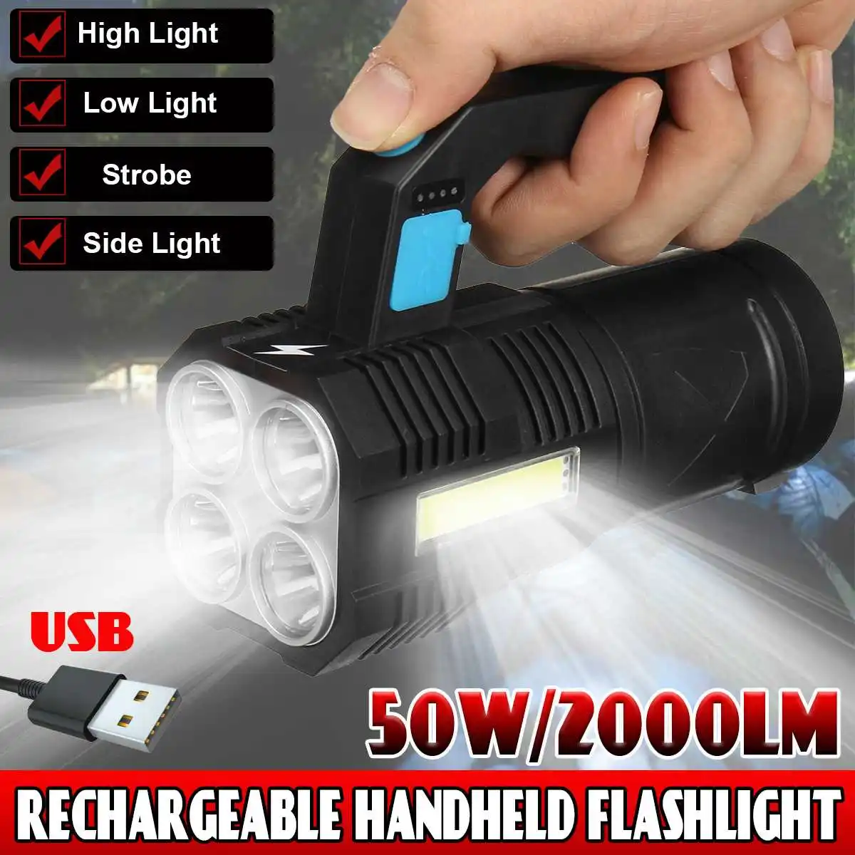 LED Flashlights Handheld Lantern Camping Portable Lamp Strong Light Spotlight USB Rechargeable Built-in Battery Outdoor Lighting
LED Flashlights Handheld Lantern Camping Portable Lamp Strong Light Spotlight USB Rechargeable Built-in Battery Outdoor Lighting