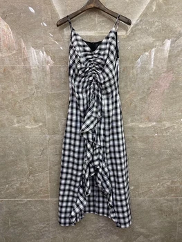 2020 Spring and Summer New Women's mu er bian Mosaic Decoration off-the-Shoulder Plaid Dress 514
2020 Spring and Summer New Women's mu er bian Mosaic Decoration off-the-Shoulder Plaid Dress 514
