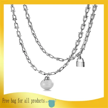 1: 1 Original Model S925 Sterling Silver Necklace Fashion U-Shape Chain Ball And Lock Necklace Ladies LOGO Jewelry Birthday Gift
1: 1 Original Model S925 Sterling Silver Necklace Fashion U-Shape Chain Ball And Lock Necklace Ladies LOGO Jewelry Birthday Gift