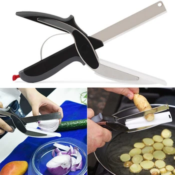 2019 New Multi-Function Smart Clever Cutter Scissor 2 in 1 Cutting Board Utility Cutter Stainless Steel Vegetable Knife
2019 New Multi-Function Smart Clever Cutter Scissor 2 in 1 Cutting Board Utility Cutter Stainless Steel Vegetable Knife