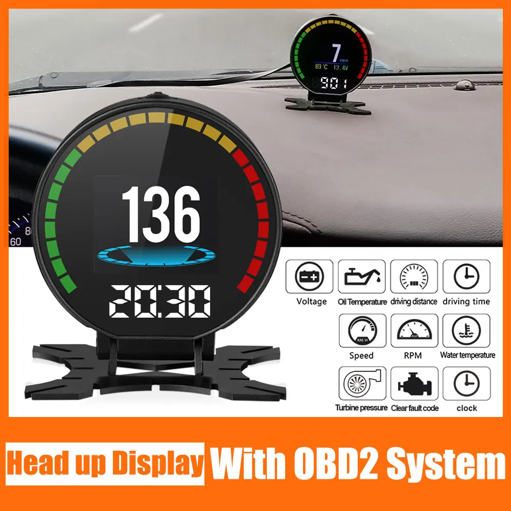 P15 HUD OBD2 Car Head-Up Digital Display Speedometer Overspeed Warning System Oil Water Temp KM/h MPH Turbo Boost Pressure Read
P15 HUD OBD2 Car Head-Up Digital Display Speedometer Overspeed Warning System Oil Water Temp KM/h MPH Turbo Boost Pressure Read