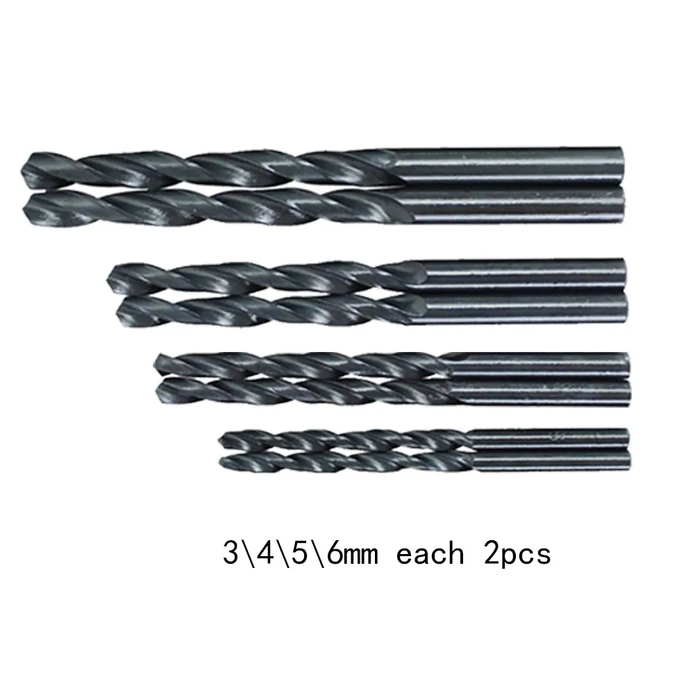 

2 Pcs Drill Bits 3/4/5/6mm Dia Black Coated Wring Drill Bit Set Carbon Steel Material For Electric Drill Accessories