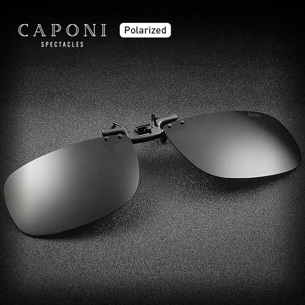 CAPONI Brand Polarized Clip On Glasses Frame Daily Driving Black Lenses 100% UV Protection Fliped Up Sunglasses Clip Men CP1282
CAPONI Brand Polarized Clip On Glasses Frame Daily Driving Black Lenses 100% UV Protection Fliped Up Sunglasses Clip Men CP1282