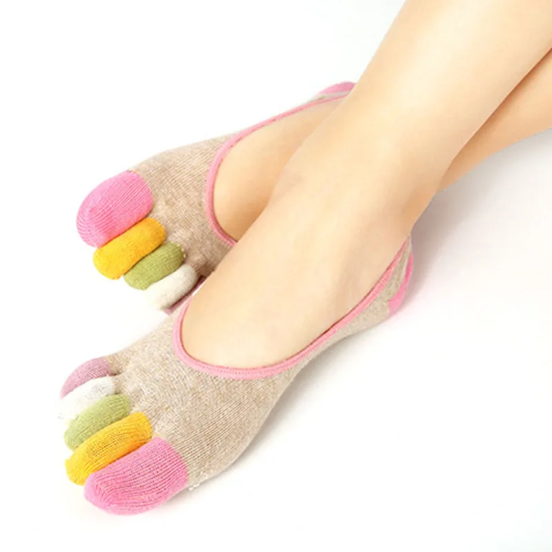 

Invisible Toe Socks Womans Low Cut Colorful Toes Cotton Socks Lady Girls Loafer Boat Socks Fashion Five Fingers No Show Slippers