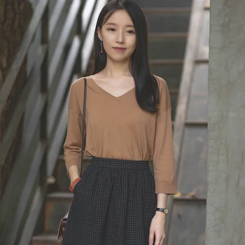 CYNTHIA Women Wool Pullover V-neck 3/4 Sleeve Female Sweater Spring Autumn Crochet
CYNTHIA Women Wool Pullover V-neck 3/4 Sleeve Female Sweater Spring Autumn Crochet
