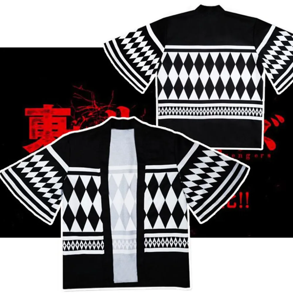 Anime Tokyo Revengers T-shirt Sano Manjirou Ken Ryuguji Haori Polyester Summer Short-sleeve Tees tops Cosplay Costume |