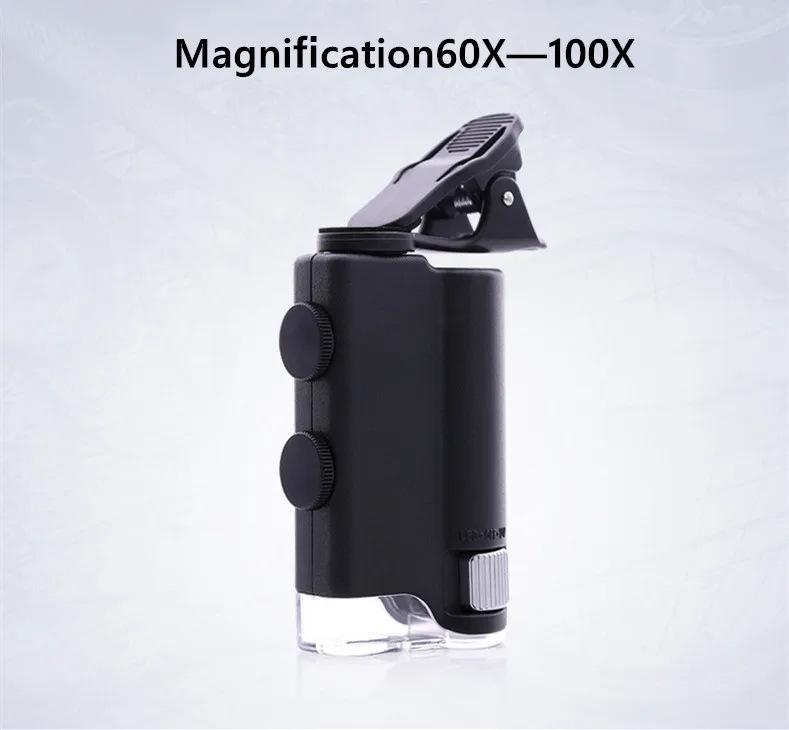 60X - 100x Zoom LED Clip-Type Loupe Microscope Jewelry Magnifier Jewelry Loupe Magnifier Micro Lens for Universal Mobile Phone
60X - 100x Zoom LED Clip-Type Loupe Microscope Jewelry Magnifier Jewelry Loupe Magnifier Micro Lens for Universal Mobile Phone