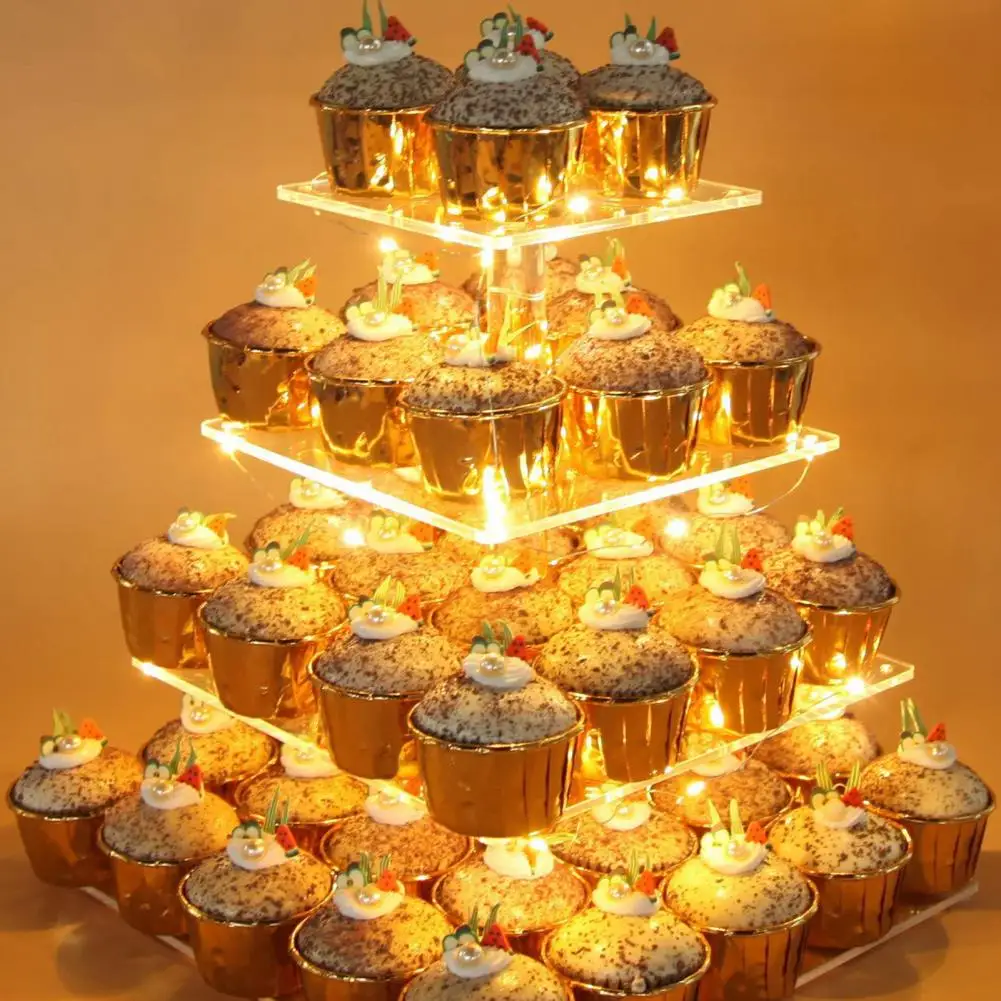 4 Tiers LED Light Cake Stand Acrylic Cake Display Stand Transparent Tray Cupcake Holder Wedding Birthday Cake Rack Decor Tools 4 Tiers LED Light Cake Stand Acrylic Cake Display Stand Transparent Tray Cupcake Holder Wedding Birthday Cake Rack Decor Tools
