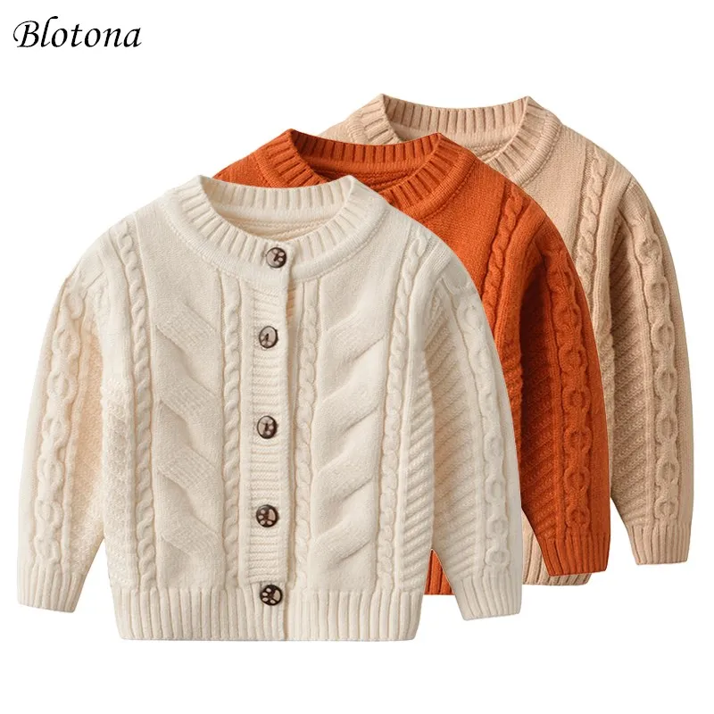 Blotona Baby Boys and Girls Sweater Outwear Infant Solid Color Twist Knit Cardigan Round Neck Long Sleeve Fall Winter Warm Coat 
Blotona Baby Boys and Girls Sweater Outwear Infant Solid Color Twist Knit Cardigan Round Neck Long Sleeve Fall Winter Warm Coat