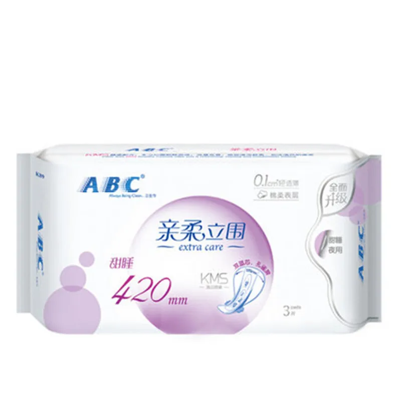 

ABC Sanitary Napkins for Night Long Sleep Pro-rou li Peri Leak-Proof 3 PCs 420mm Soft Cotton Refreshing K89 Genuine Product