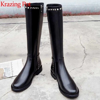 krazing pot fashion round toe genuine leather metal rivets buckle decoration superstar low heel Equestrian thigh high boots l30
krazing pot fashion round toe genuine leather metal rivets buckle decoration superstar low heel Equestrian thigh high boots l30