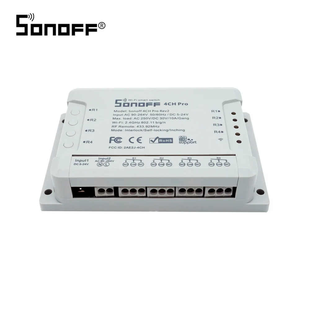 Sonoff 4ch Pro R2 Multi-Channel Smart Switch Jog Self-Locking Separate Mobile Phone Remote Control Timing
Sonoff 4ch Pro R2 Multi-Channel Smart Switch Jog Self-Locking Separate Mobile Phone Remote Control Timing