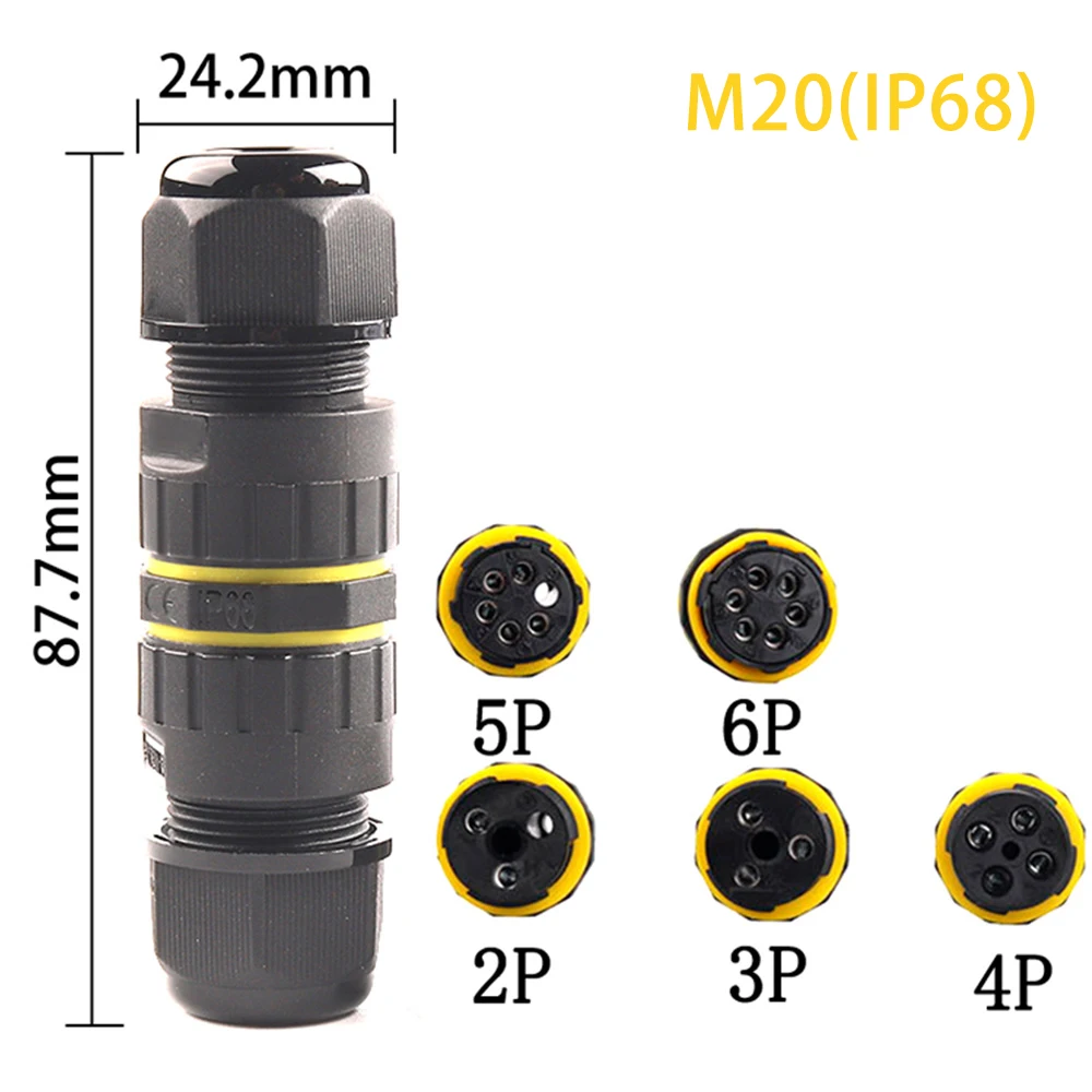 M20 IP68 Nylon Cable Waterproof Connector 2 3 4 5 6 Pin Terminal Adapter Screw Fixed Wire Connector for LED Light
M20 IP68 Nylon Cable Waterproof Connector 2 3 4 5 6 Pin Terminal Adapter Screw Fixed Wire Connector for LED Light