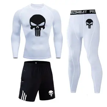 New Long johns Thermal underwear Men Punisher Tights 3 PCS /set rashgard male MMA Tactics underwear Compression Jogging suit 
New Long johns Thermal underwear Men Punisher Tights 3 PCS /set rashgard male MMA Tactics underwear Compression Jogging suit