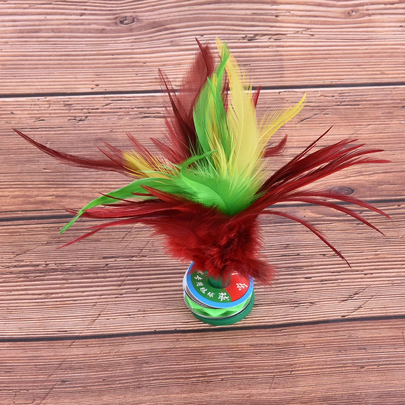 

Colorful Feather Shuttlecock China Jianzi Foot Kick Hand Wheel Fancy Goose Feather Shuttlecock Fitness Entertainment