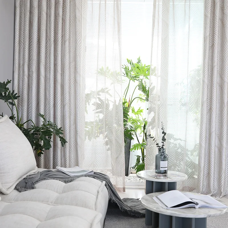 

Катионные жаккардовые занавески s для гостиной, столовой, спальни, ткань с принтом, затеняющая ткань, Простые занавески с листьями