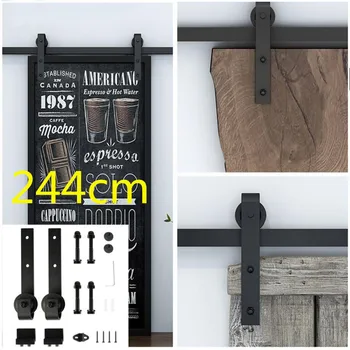 244CM Wood Sliding Barn Door Track Hardware Set Hardware Steel Slide Rail Antique Track Set Black Rail Porte Coulissan HWC
244CM Wood Sliding Barn Door Track Hardware Set Hardware Steel Slide Rail Antique Track Set Black Rail Porte Coulissan HWC